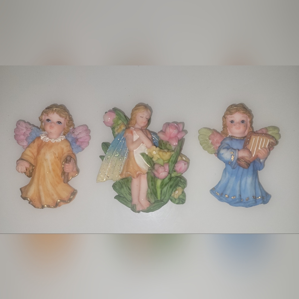 3 pcs Vintage (90s) SANSCO Cherub Angels Magnets approximately 3" inches each